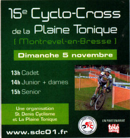 Cyclo-cross de la plaine tonique à Montrevel en Bresse : Dimanche 5 novembre 2017