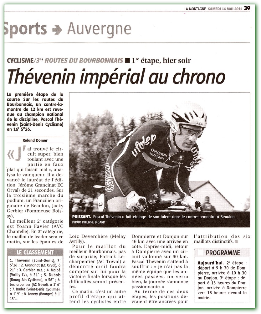 Pascal Thévenin vainqueur du CLM du tour du Bourbonnais